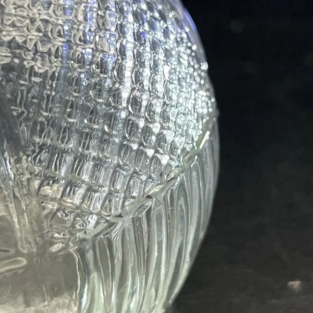 Vintage Clear Pressed Glass 6.5”Flower Vase- Ribbed & Starburst Diamond Design